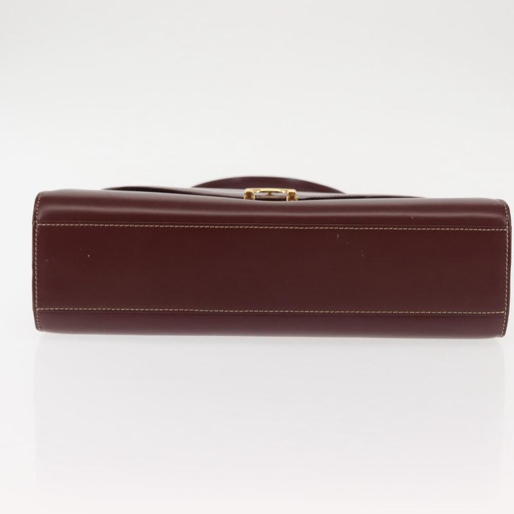 CARTIER Hand Bag Leather Bordeaux Gold Auth 146656 - Picture 5 of 16
